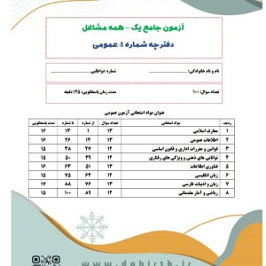 فایل آزمون جامع شبیه ساز استخدامی شماره یک- (مخصوص جمع بندی و مرور نهایی)